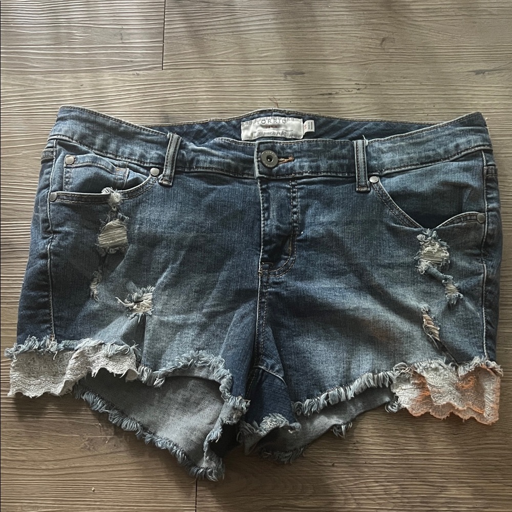 Torrid Blue Distressed Jean Shorts